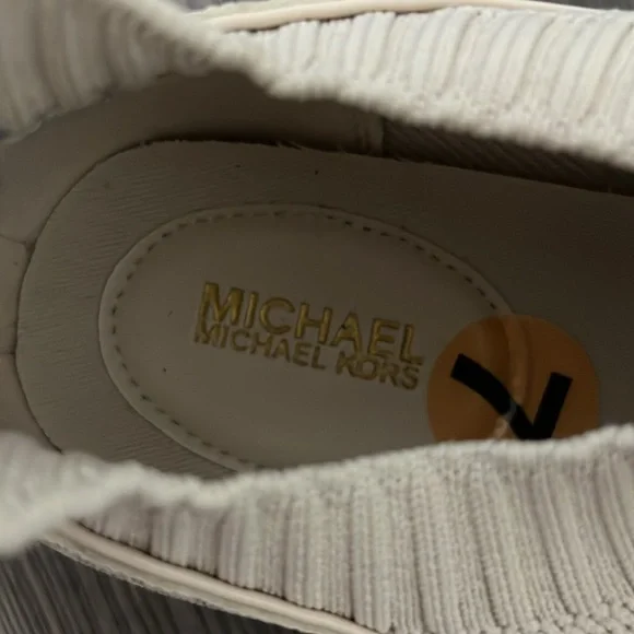 Michael Kors Cream Knit Slip-On Sneakers - Picture 2 of 6